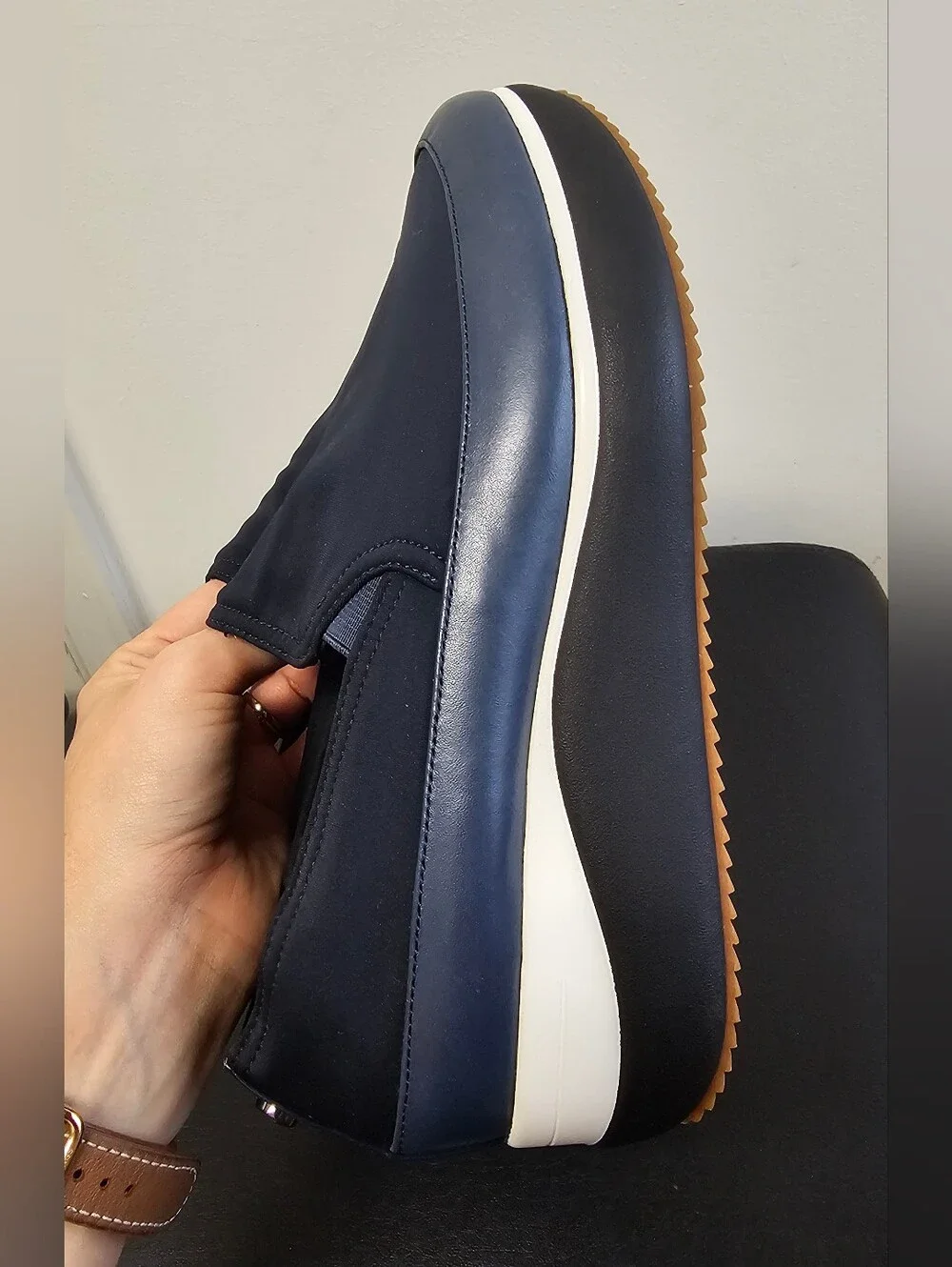 Donald J. Pliner Lizzee Navy Slip-On Platform Sneaker Size 7.5